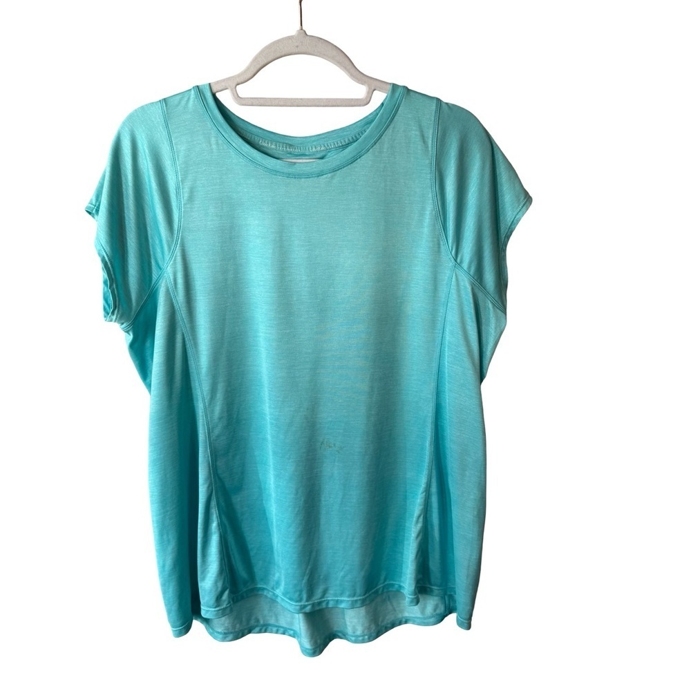 Calvin Klein Turquoise Short Sleeve Performance Top Size XL FLAWED Activewear